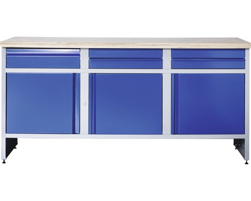 Établi Industrial B 3.0 1770 x 880 x 700 mm 3 portes 5 tiroirs gris/bleu-0