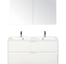 Badmöbelset 3-teilig Doppelbadmöbel Sanox Porto BxHxT 120 x 170 x 50 cm Frontfarbe weiß hochglanz mit Waschtisch Mineralguss weiß 84730801