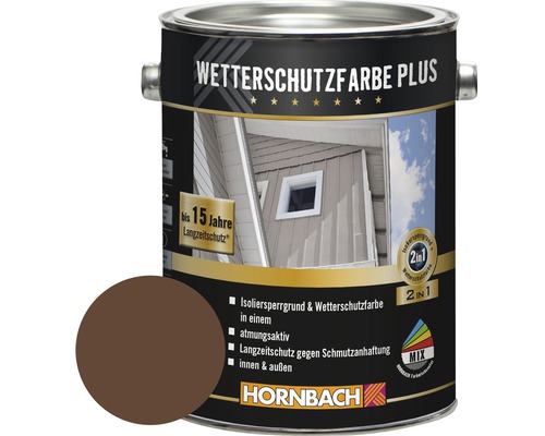 Peinture pour bois HORNBACH anti-intempéries Plus marron 2,5 l