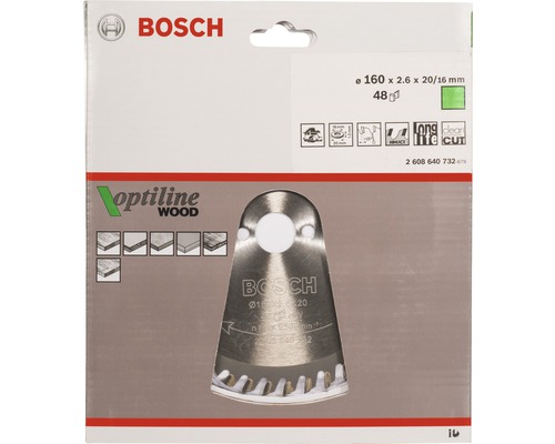 Bosch Optiline Wood Kreissägeblatt, Durchmesser 160 Millimeter