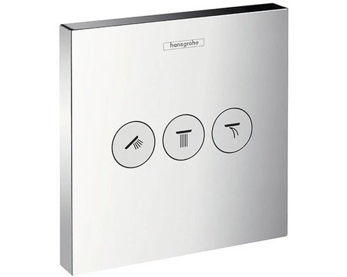 hansgrohe Umstellventil Unterputz SHOWERSELECT chrom ohne Unterputzkörper 15764000 Duschbedienfeld mit drei Wassersymbolen und Hansgrohe Logo