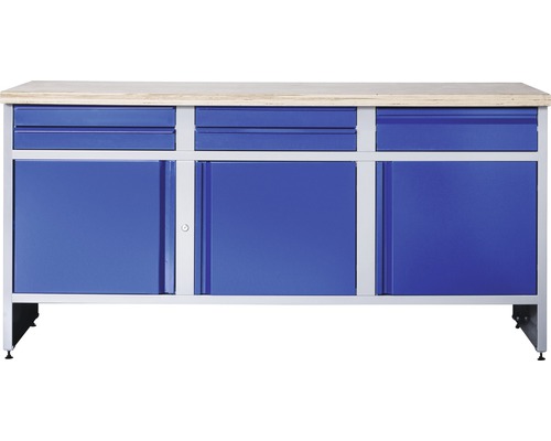 Établi Industrial B 3.2 1770 x 880 x 700 mm 3 portes 5 tiroirs gris/bleu