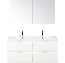 Badmöbelset 3-teilig Doppelbadmöbel Sanox Porto BxHxT 121 x 170 x 51 cm Frontfarbe weiß hochglanz mit Waschtisch Keramik weiß 84731401