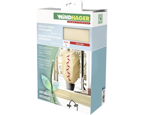 Windhager Winter-Deko-Vlieshaube Protect XXL 1.4x2 m Hirschmotiv beige