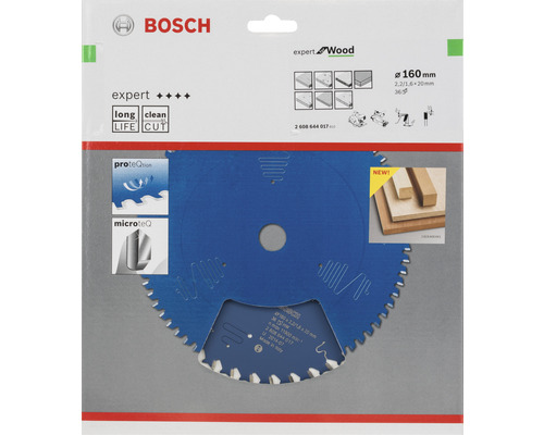 Logo Bosch. Lame de scie Bosch Expert Wood d''un diamètre de 160 millimètres.