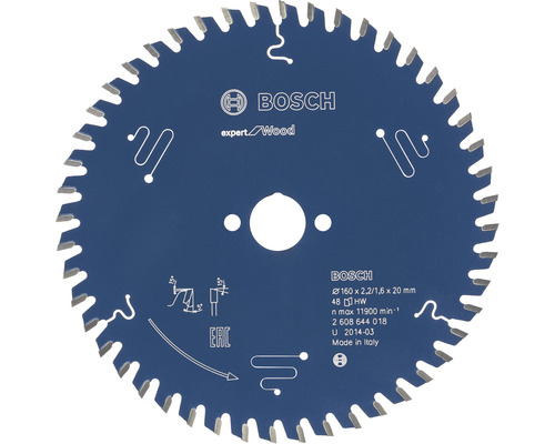 Lame de scie circulaire Expert for Wood Ø 160x20x2,2 mm Z 48 Lame de scie circulaire Bosch Expert Wood, diamètre 160 millimètres
