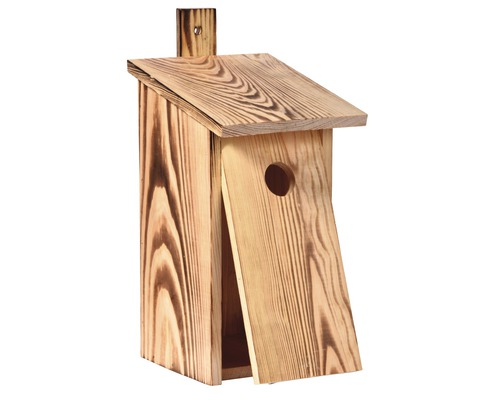 Nichoir en bois avec face avant amovible et trou d''entrée rond