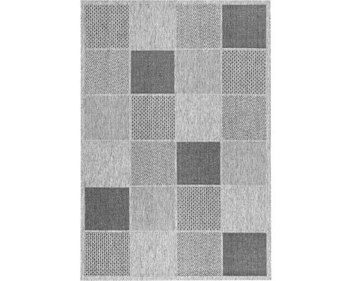 Tapis d'intérieur et d'extérieur Indonesia Sulawesi argent 80x150 cm Tapis avec motif carré