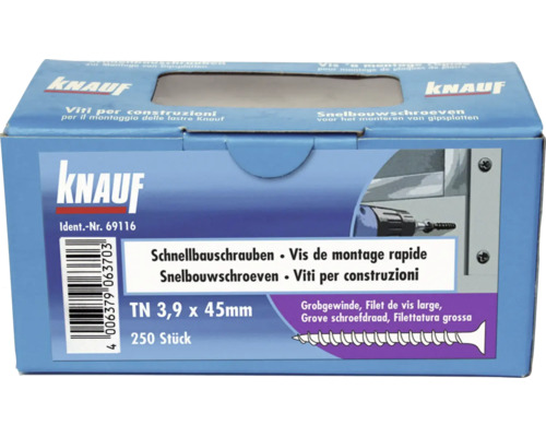 Knauf Schnellbauschrauben 3,9 x 45 Millimeter, 250 Stück
