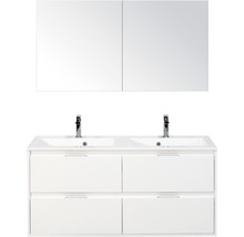 Badmöbelset 3-teilig Doppelbadmöbel Sanox Porto BxHxT 120 x 170 x 50 cm Frontfarbe weiß hochglanz mit Waschtisch Mineralguss weiß 84732001