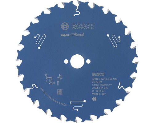 Lame de scie circulaire Expert for Wood Ø 180x20 mm Z 24 Lame de scie circulaire Bosch Expert Wood d''un diamètre de 180 millimètres