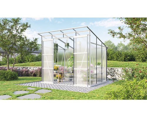 Serre Vitavia Playa 5900 panneaux alvéolés 6 mm avec cadre de fondation 192 x 254 cm aluminium