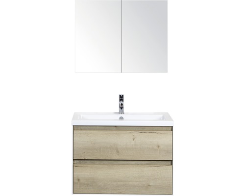 Set de meubles de salle de bains Sanox Evora lxhxp 81 x 170 x 45,5 cm couleur de façade chêne naturel avec vasque céramique blanc