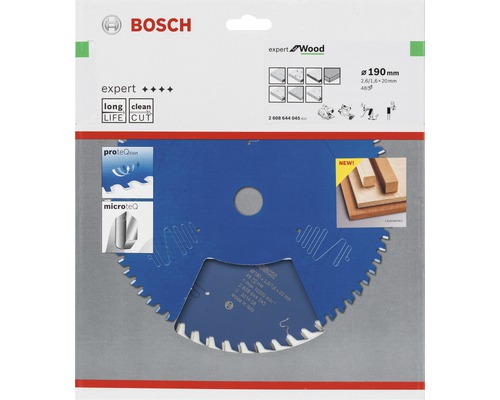 Logo Bosch. Lame de scie circulaire Bosch Expert Wood, diamètre 190 millimètres, 48 dents