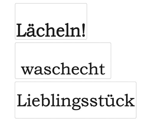 Labels "Lächeln", "waschecht", "Lieblingsstück", 3 Stück