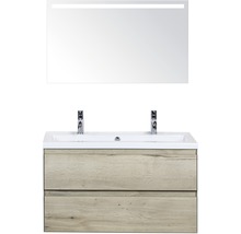 Ensemble de meuble-lavabo avec miroir et deux tiroirs