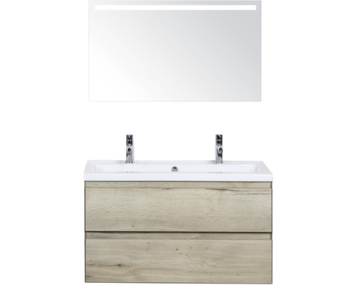 Ensemble de meuble-lavabo avec miroir et deux tiroirs