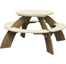 Table de pique-nique ronde en bois avec bancs