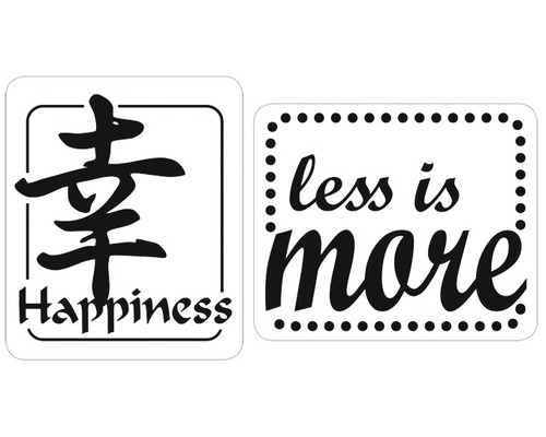 Labels "Happiness" + "less is more", 2 Stück