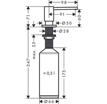 Distributeur de liquide vaisselle hansgrohe A41 finition acier inoxydable 40438800