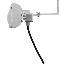 Eubiq Logo an einer Lampe mit Kabel und Halterung