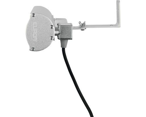 Eubiq Logo an einer Lampe mit Kabel und Halterung