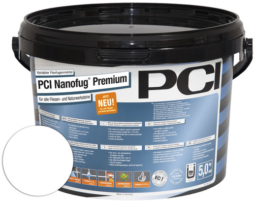 Mortier de jointoiement Flex variable PCI Nanofug® Premium pour tous les carrelages et pierres naturelles blanc 5 kg