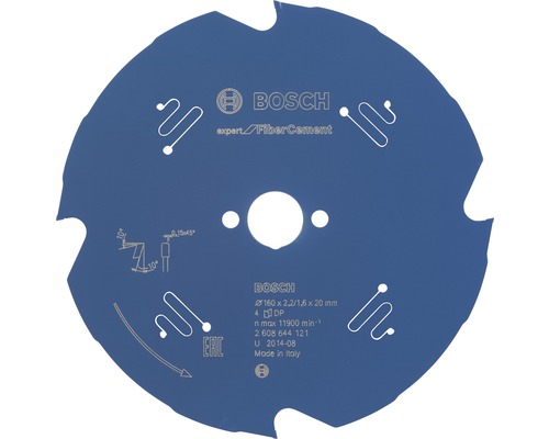 Lame de scie circulaire Expert for Fiber Cement Ø160x2,2/1,6x20 mm Z4 Lame de scie Bosch Expert FiberCement, 160 millimètres