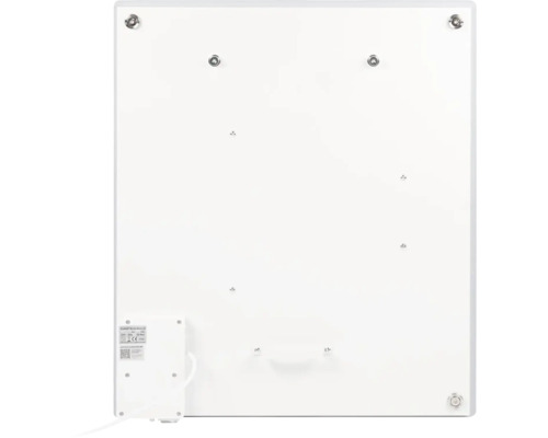 Rückseite einer Infrarotheizung mit Anschlusskasten und Montagepunkten