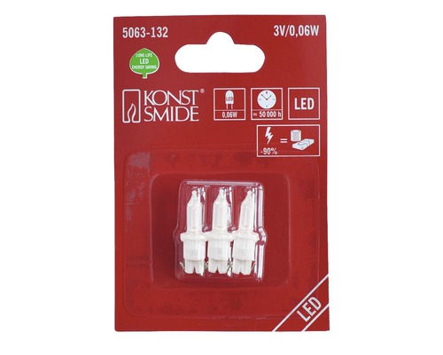 Ampoule de rechange Konstsmide extérieur et intérieur extérieur et intérieur 3 pces. blanc chaud Ampoules LED Konstsmide 3V, 0,06W, lot de trois