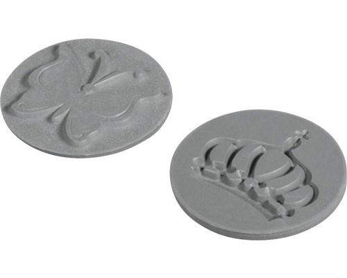 Deux tampons ronds avec motifs trèfle et couronne