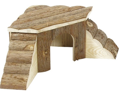 Maison d'angle en bois avec échelle Karlie 48 x 48 x 21 cm, nature