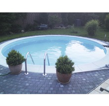 Kit de piscine enterrée à paroi en acier Planet Pool Solo Ø 450x120 cm avec skimmer intégré blanc