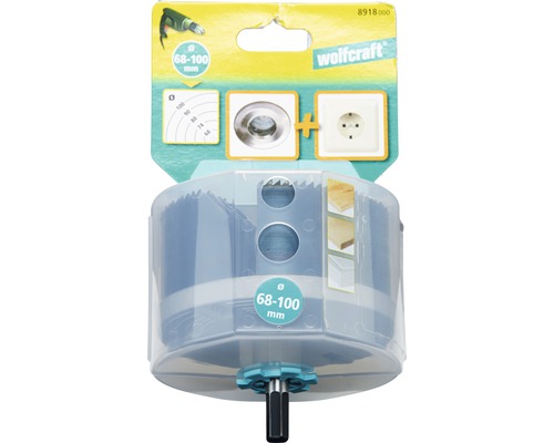 Scie-cloche Wolfcraft pour percer des trous de prises de courant d''un diamètre de 68 à 100 millimètres