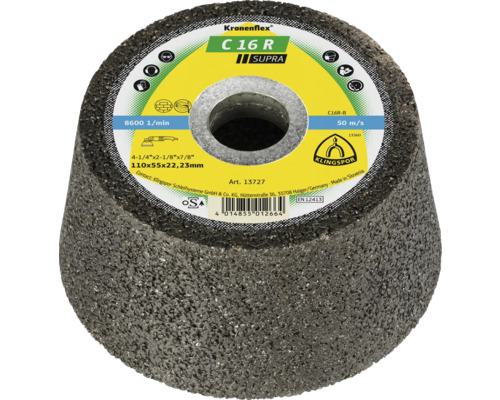 Meule boisseau Klingspor C 16 R Supra Ø 110x22.23 mm Meule boisseau Klingspor C 16 R Supra Ø 110x22.23 mm