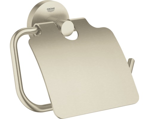 Dérouleur papier toilette GROHE Essentials avec couvercle nickel brossé 40367EN1 Porte-papier toilette en métal avec couvercle