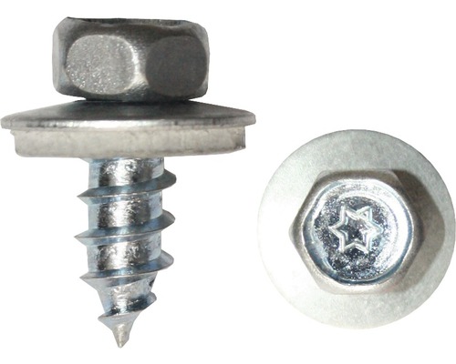 Fassadenbauschraube m. Dichtscheibe 6,5x50 mm galv. verzinkt, 100 Stück Blechschraube mit Bund und Innensechsrundaufnahme