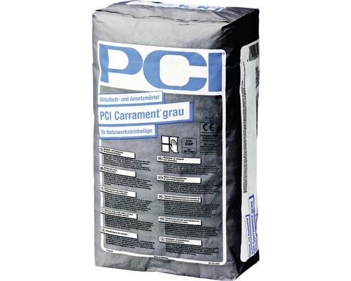 Mortier de pose et en couche moyenne PCI Carrament® pour sols en pierre naturelle gris C2FE 25 kg