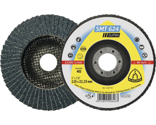 Plateau abrasif à lamelles Klingspor SMT 624 Supra Ø 180x22,23 mm grain 40 Plateau abrasif à lamelles Klingspor SMT 624 Supra Ø 180x22,23 mm grain 40