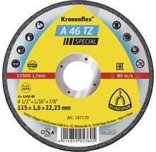 Disque à tronçonner Kronenflex A 46 TZ SPECIAL, 115x1,6x22,23 millimètres