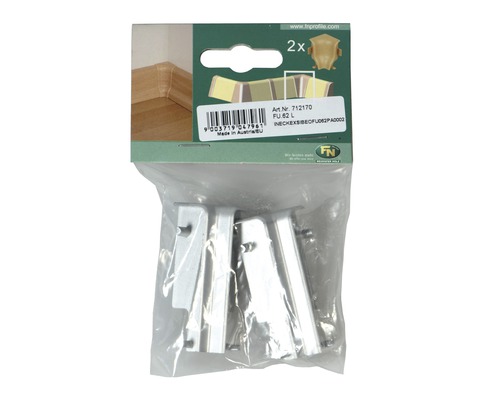 Verpackung mit zwei Eckverbindern für Fussleisten