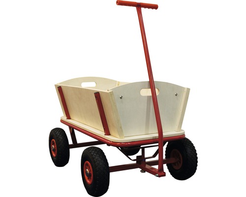 Bollerwagen mit Holzkorpus und Griffstange