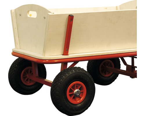 Bollerwagen mit Holzaufbau und Gummirädern