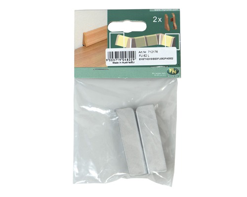 Deux cales de fixation en métal dans un emballage transparent