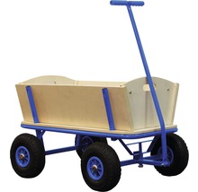 Bollerwagen mit Holzaufbau und vier Rädern