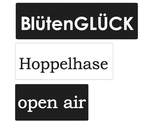 Labels "openair", "Hoppelhase", "BlütenGlück", 3 Stück