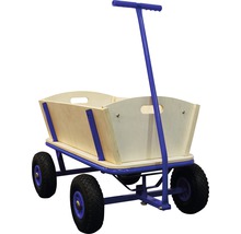 Bollerwagen mit Holzaufbau und vier Rädern