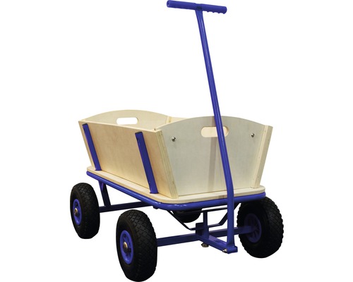 Bollerwagen mit Holzaufbau und vier Rädern