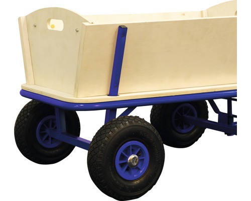 Bollerwagen mit Holzkasten und vier Rädern