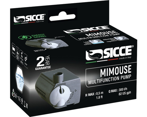 Pompe aquarium, pompe pour fontaine d'intérieur SICCE MiMouse 300 l/h - 3 pôles Indoor 1,5m câble